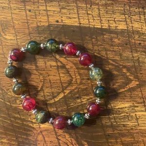 Handmade natural agate beaded bracelet